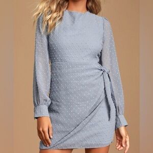 Lulu's • Light Blue Swiss Dot Dress